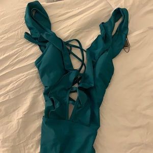 ZAFUL teal ruffle swimsuit